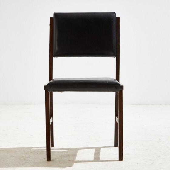Image 1 of Vintage beech and imitation leather chair, 1970