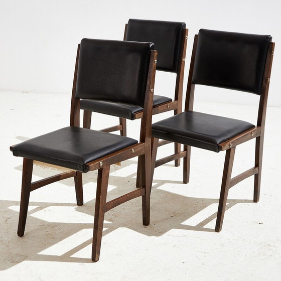 Image 1 of Vintage beech and imitation leather chair, 1970