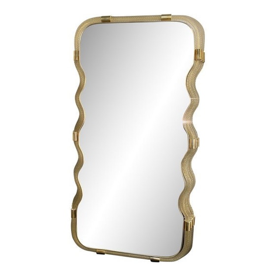 Image 1 of Contemporary "Torciglione" Murano Glass Wall Mirror