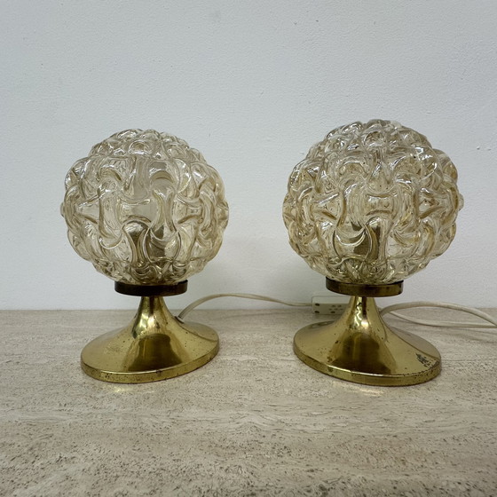 Image 1 of 2x Lampe de table vintage à bulles, 1970