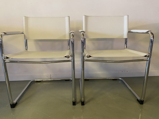 2x Vintage tube frame chairs