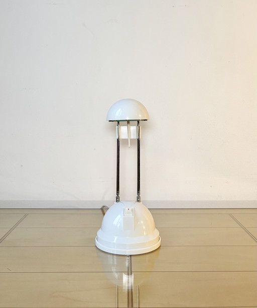 Vintage Desk Lamp, Adjustable Telescopic Antenna, Mascot Lighting, White Plastic, Space Age, Sputnik, Postmodern Design, Germany