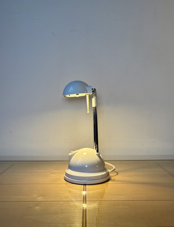 Image 1 of Vintage Desk Lamp, Adjustable Telescopic Antenna, Mascot Lighting, White Plastic, Space Age, Sputnik, Postmodern Design, Germany