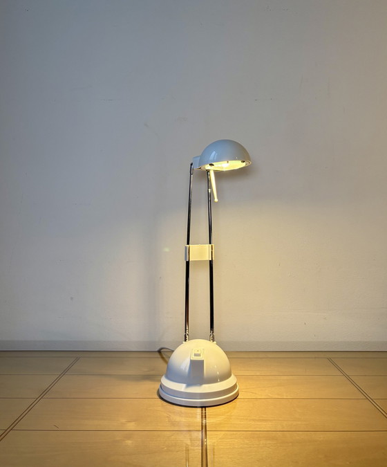 Image 1 of Vintage Desk Lamp, Adjustable Telescopic Antenna, Mascot Lighting, White Plastic, Space Age, Sputnik, Postmodern Design, Germany