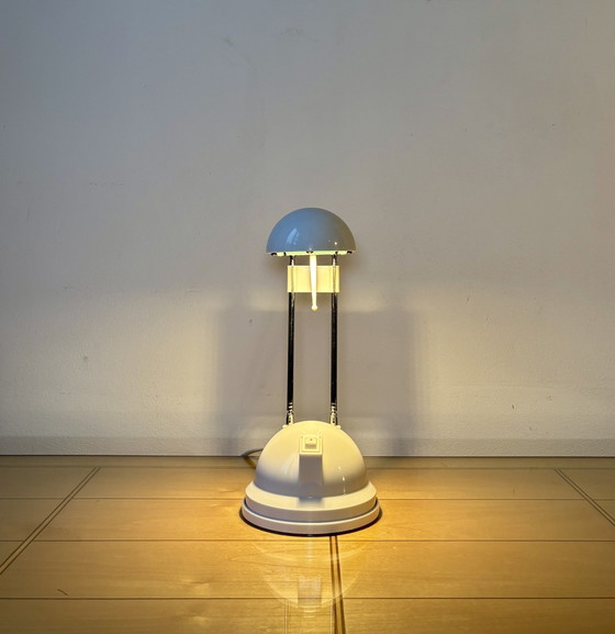 Image 1 of Vintage Desk Lamp, Adjustable Telescopic Antenna, Mascot Lighting, White Plastic, Space Age, Sputnik, Postmodern Design, Germany