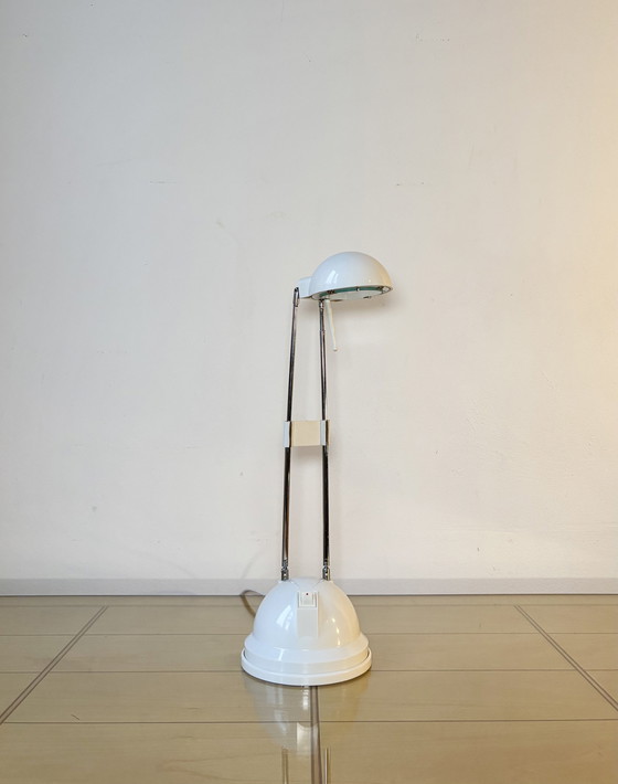 Image 1 of Vintage Desk Lamp, Adjustable Telescopic Antenna, Mascot Lighting, White Plastic, Space Age, Sputnik, Postmodern Design, Germany
