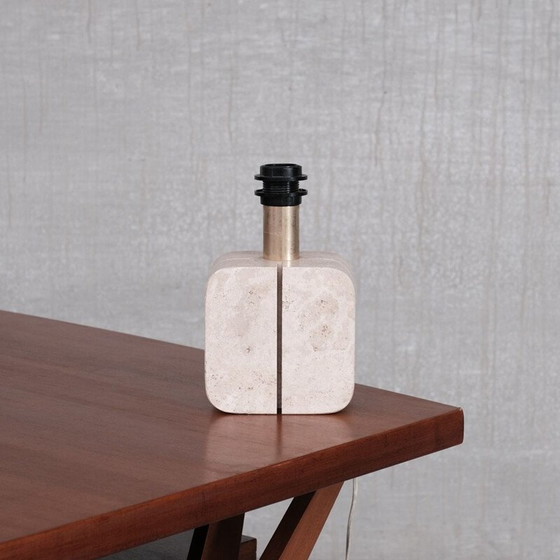 Image 1 of Lámpara de mesa italiana de travertino de mediados de siglo, década de 1970