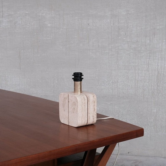 Image 1 of Lámpara de mesa italiana de travertino de mediados de siglo, década de 1970