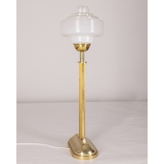 Image 1 of Vintage table lamp in gilded brass and glass, Italy 1960