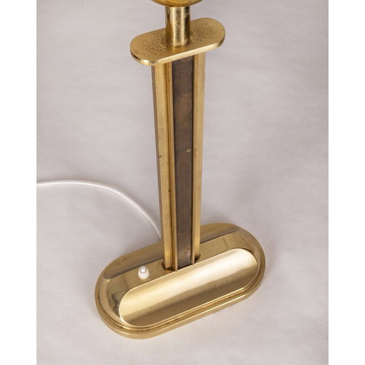 Vintage table lamp in gilded brass and glass, Italy 1960