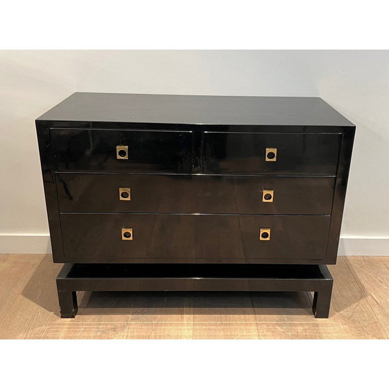 Image 1 of Vintage black lacquer chest of drawers by Guy Lefèvre for Maison Jansen, 1970