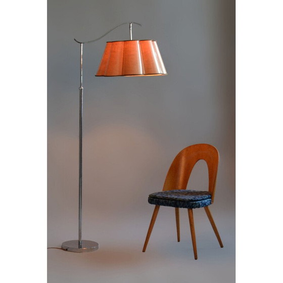 Image 1 of Lampada da terra vintage Bauhaus in pergamena e cromo, Repubblica Ceca 1920