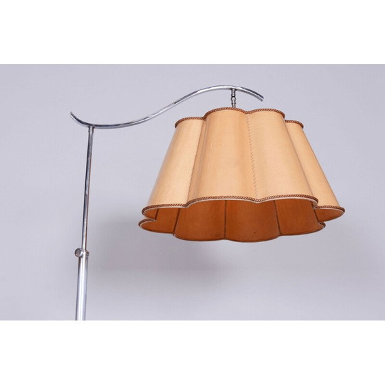 Image 1 of Lampada da terra vintage Bauhaus in pergamena e cromo, Repubblica Ceca 1920