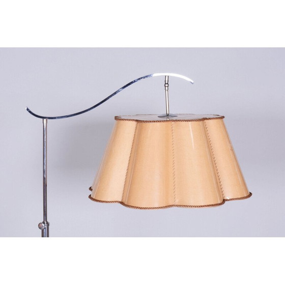 Image 1 of Lampada da terra vintage Bauhaus in pergamena e cromo, Repubblica Ceca 1920