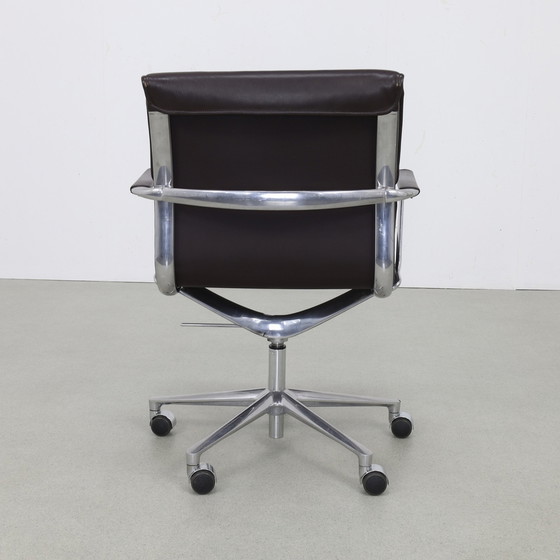 Image 1 of Chaise de bureau en cuir et aluminium par ICF Italie, années 1990