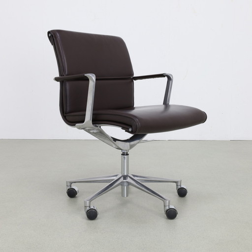 Office Chair in Leather and Aluminium by ICF Italy, 1990s