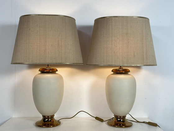Image 1 of Due lampade vintage Bosa italiane placcate oro 24kt degli anni '80 