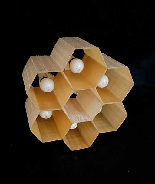 Sixties Pendant Lamp With Fiberglass Honeycomb Beads