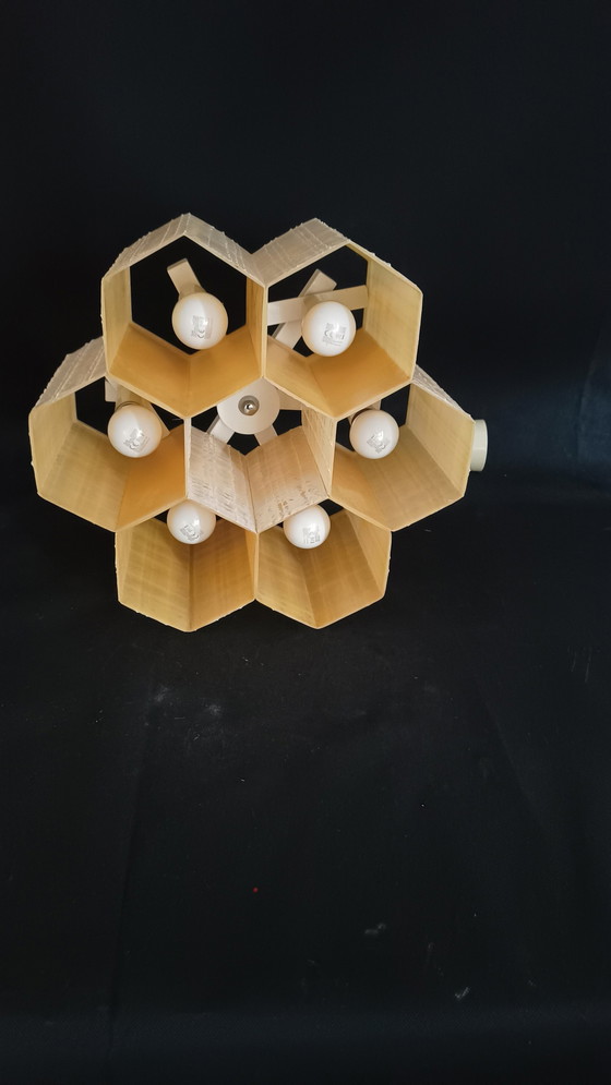 Image 1 of Sixties Pendant Lamp With Fiberglass Honeycomb Beads