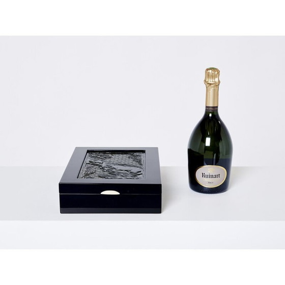 Image 1 of Portagioielli Art Déco vintage in lacca nera e pietra di giada intagliata, 1930