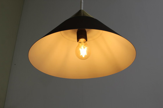 Image 1 of Vintage metal pendant lamp - Honsel Leuchten, 1970s, '70s brown, gold