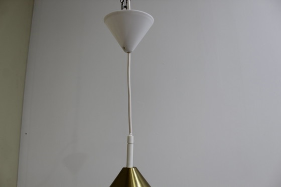 Image 1 of Vintage metal pendant lamp - Honsel Leuchten, 1970s, '70s brown, gold