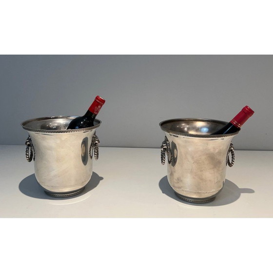 Image 1 of Pair of vintage silver-plated champagne buckets, France 1970