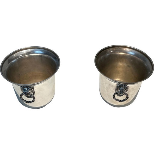 Par de cubos de champán vintage plateados, Francia 1970