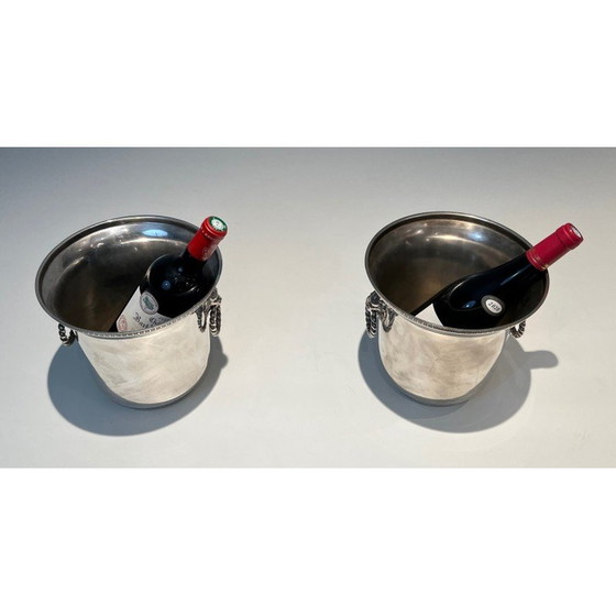Image 1 of Pair of vintage silver-plated champagne buckets, France 1970
