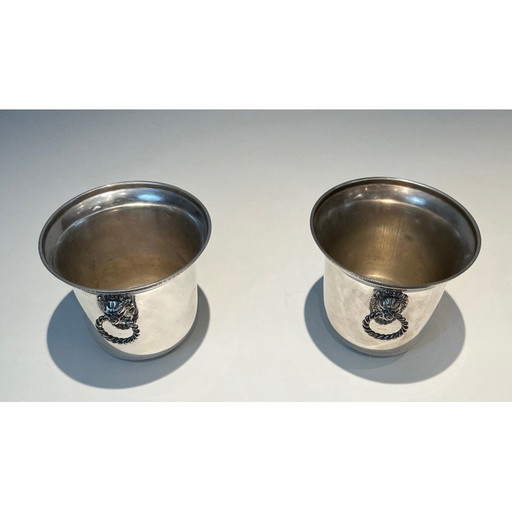 Par de cubos de champán vintage plateados, Francia 1970