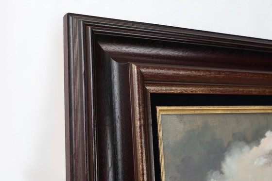 Image 1 of 20th century signed painting of a landscape with old houses