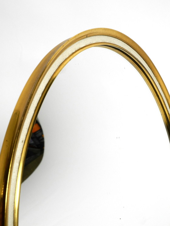 Image 1 of Beautiful, Rare, Moveable, Large, Mid-Century Brass Table Mirror By Vereinigten Werkstätten - Height 53 Cm