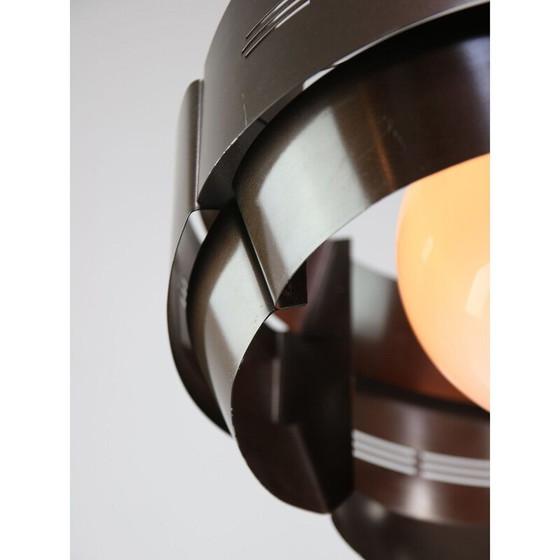 Image 1 of Vintage pendant lamp in metal and opaline glass, Italy 1970