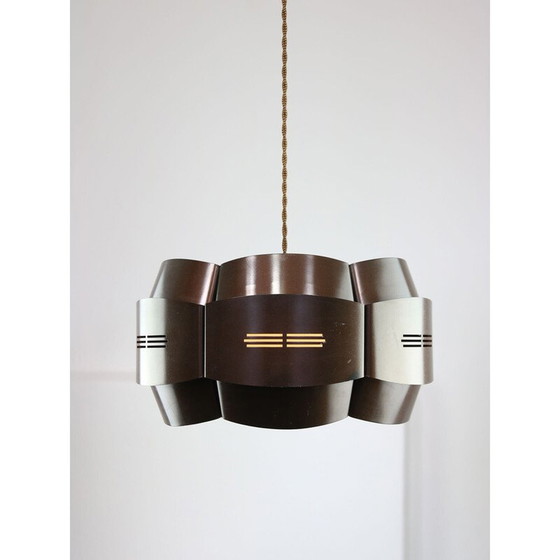 Image 1 of Vintage pendant lamp in metal and opaline glass, Italy 1970