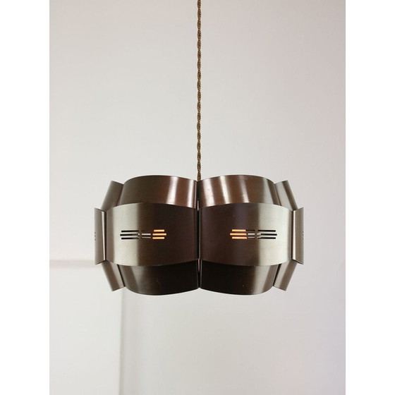 Image 1 of Vintage pendant lamp in metal and opaline glass, Italy 1970