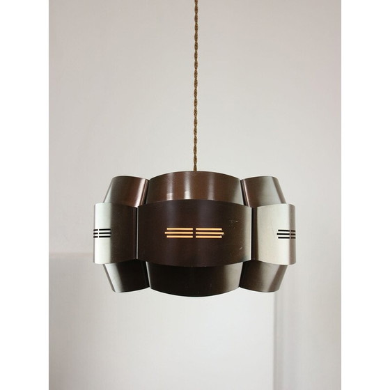 Image 1 of Vintage pendant lamp in metal and opaline glass, Italy 1970