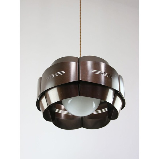 Image 1 of Vintage pendant lamp in metal and opaline glass, Italy 1970