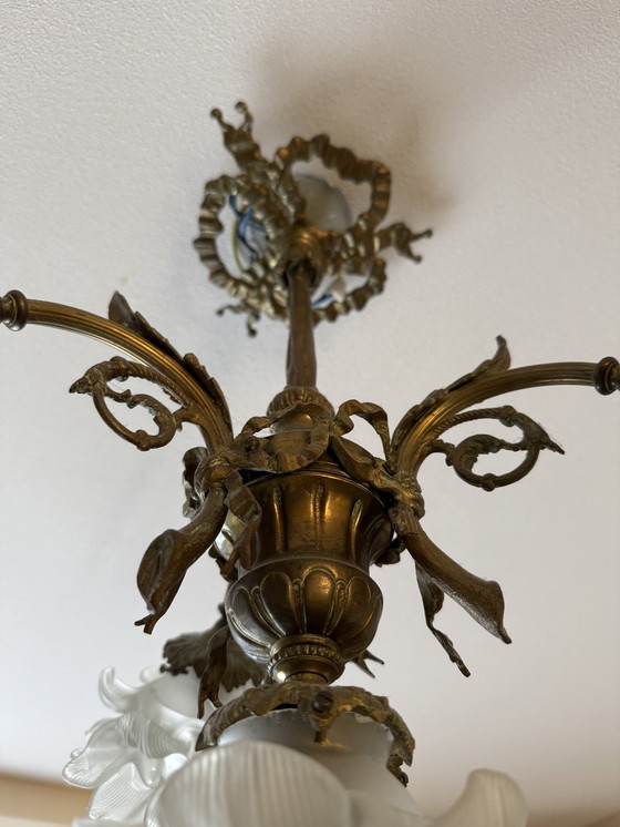 Image 1 of Art Deco Lotus Hanging Lamp