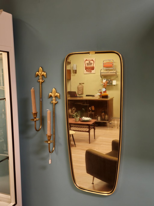 Specchio da parete vintage in ottone dorato