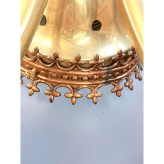 Image 1 of Lampadario vintage placcato oro e smaltato dell'artista Jozsef Engelsz, 1970