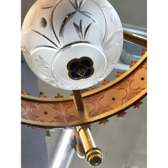 Image 1 of Lampadario vintage placcato oro e smaltato dell'artista Jozsef Engelsz, 1970