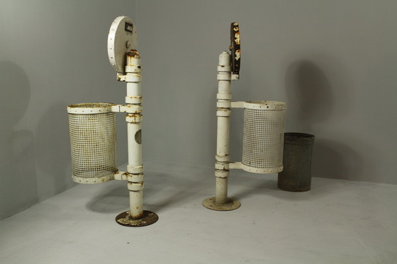 Image 1 of Pair Of Steel Public Trashes, 1970S
