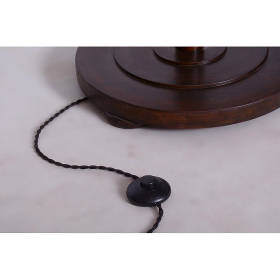 Image 1 of Lampada da terra vintage in faggio e acciaio cromato, Cecoslovacchia 1920