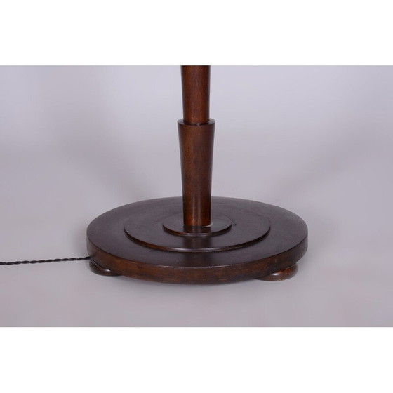Image 1 of Lampada da terra vintage in faggio e acciaio cromato, Cecoslovacchia 1920