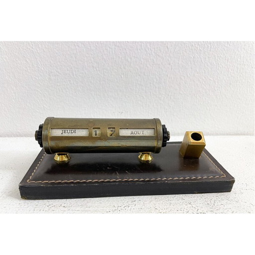 Vintage leather letter and calendar holder, Belgium 1970