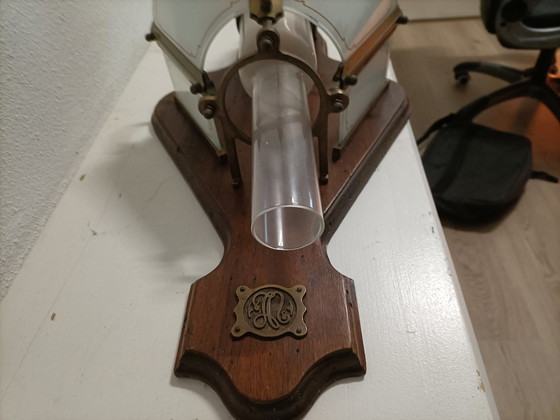 Image 1 of Vintage Wooden Lamp with Bronze Frame