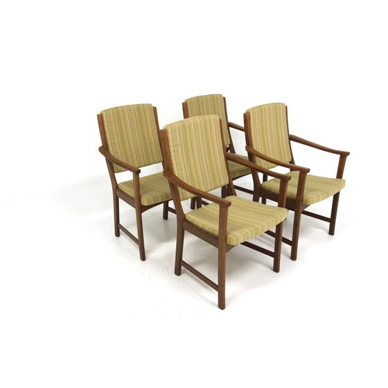 Image 1 of Set of 4 vintage oak and fabric chairs, Sweden 1950