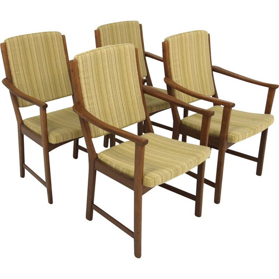 Image 1 of Set of 4 vintage oak and fabric chairs, Sweden 1950