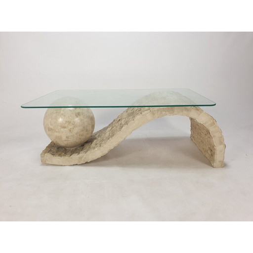 Vintage mactan stone coffee table by Magnussen Ponte, 1980