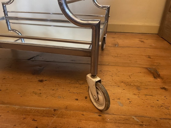 Image 1 of 1950s Serving Cart Chrome Side Table Minibar French